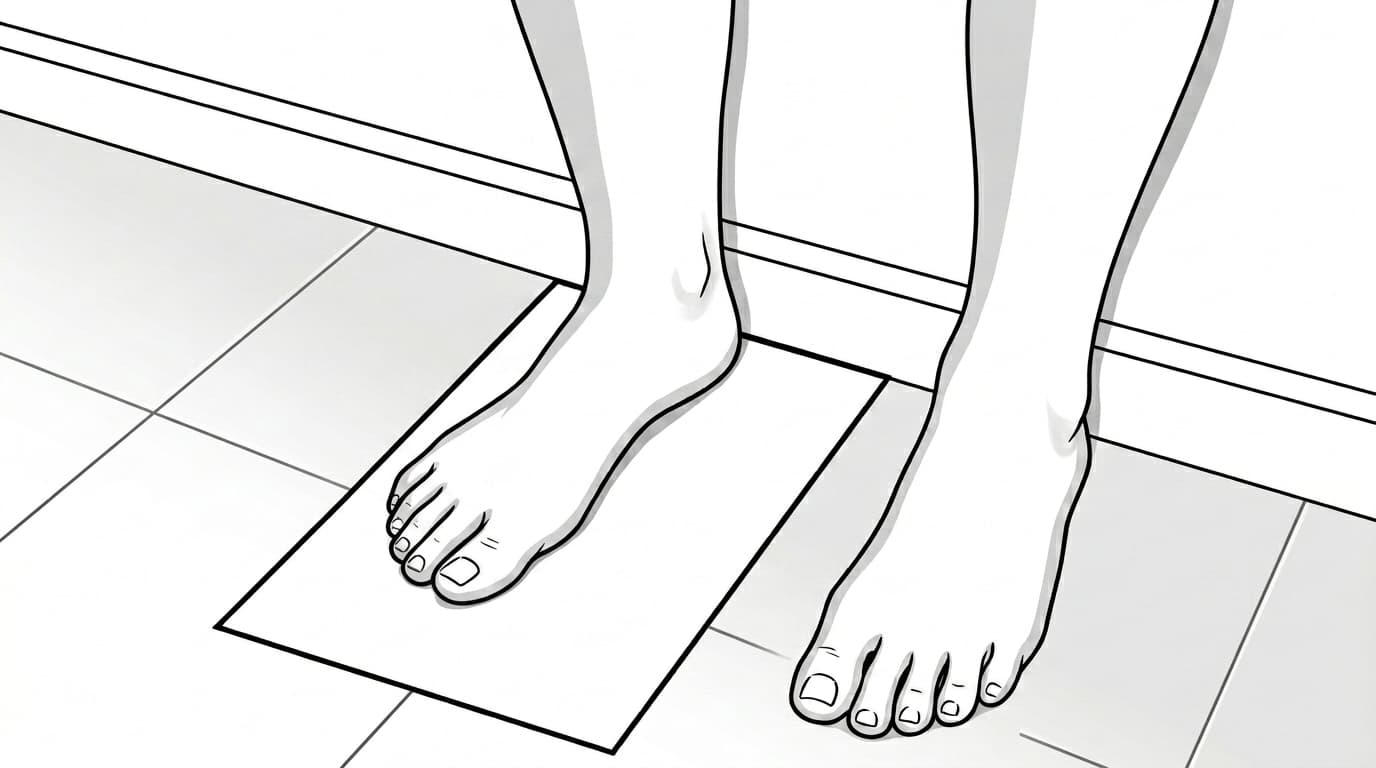 Length step 1: Place a sheet of paper against the wall. Stand on the paper with your heel against the wall.